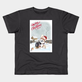 Welsh Pembroke Corgi Merry Christmas Santa Dog Kids T-Shirt